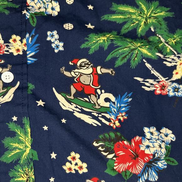 Free Planet Button Up Shirt Mens Size 2X Short Sleeve Hawaiian Santa Beach Print - Picture 3 of 12